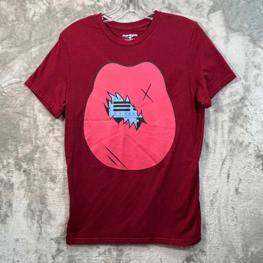 Five Nights‎ at Freddys FNAF Graphic T-Shirt Maroon Red Gaming Tee Small S 2016
